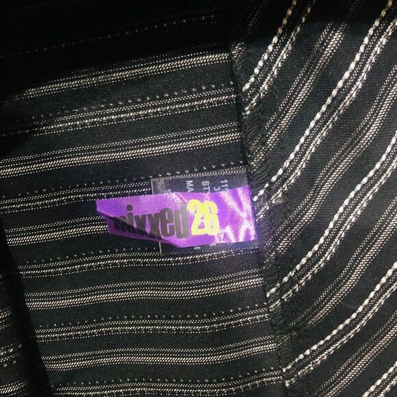 Mixxed26 Women's Pinstripe Pencil‎ Straight Stretch Skirt Black White Large NWT - Picture 3 of 5